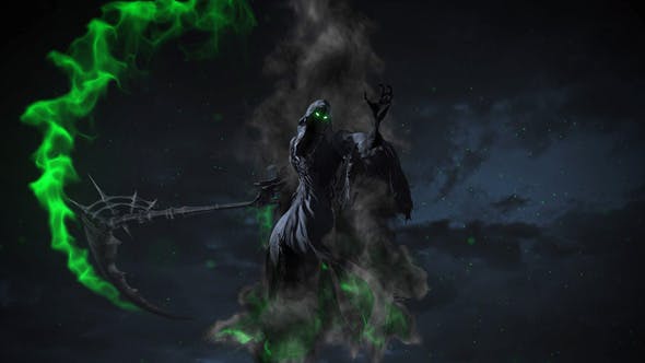 ae模板-死神镰刀挥舞怒砍logo标志展示片头 cinematic reaper logo