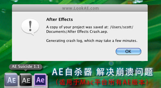 Mac平台：AE Suicide 1.1 （解决AE崩溃问题）