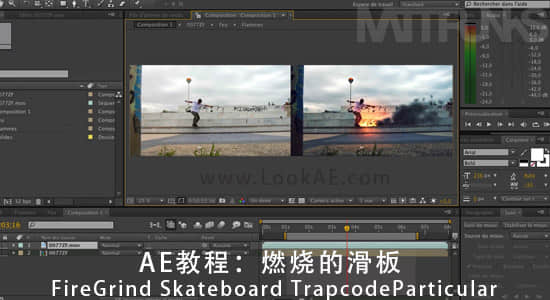 AE教程：燃烧的滑板.FireGrind Skateboard Trapcode Particular