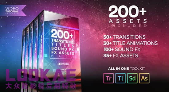 Premiere模板：200个转场效果文字标题音效合集包 200+Transitions Titles Sound FX Pack插图