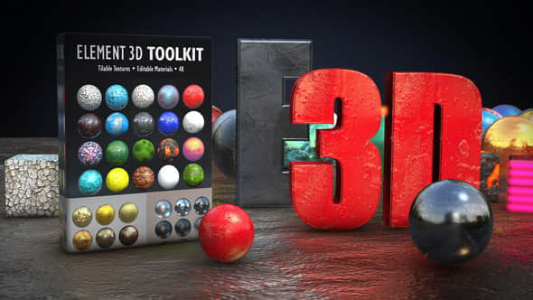 140种材质贴图+37种三维倒角预设 E3D工具包 Element 3D Toolkit插图