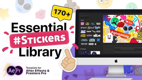 AE+Pr模板预设：174个综艺卡通搞笑面部表情装饰动画 Essential Stickers Library