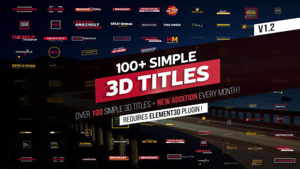 AE模板：100种是时尚简洁三维文字标题动画包 100+ Simple 3D Titles V1.2