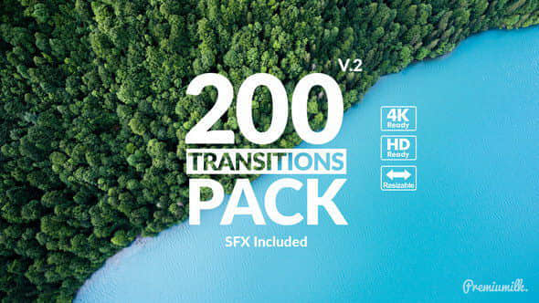 AE模板：：200种扭曲变形缩放冲击图形遮罩转场动画包 Transitions Pack