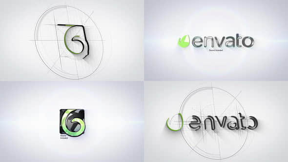 AE模板：简洁线条勾画LOGO标志片头 Architect Tech Logo