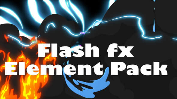 视频素材+AE模板：二维卡通能量水流烟雾MG动画元素Flash Fx Element Pack