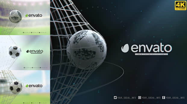 AE模板：足球开场动画LOGO标志片头 Football Goal - Soccer