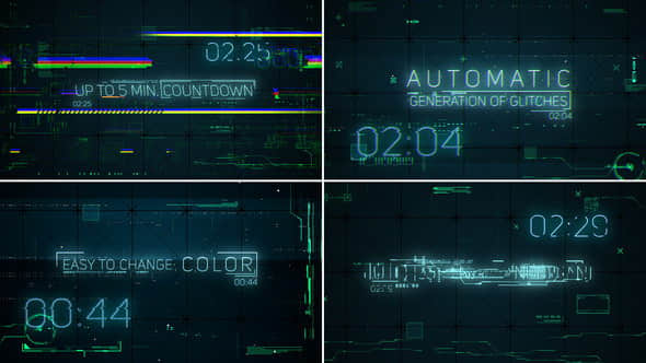 AE模板：科技感信号故障倒计时标题展示 Hi-Tech Glitches (Countdown and Titles)