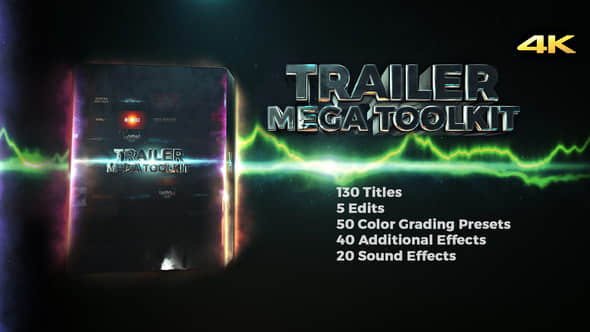 AE模板：130个电影大片三维文字标题大气宣传预告片头工具包Trailer Mega Toolkit 