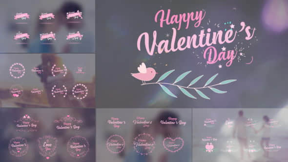 AE模板：浪漫情人节文字标题动画包 Valentine's Day Badge Pack