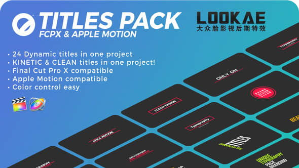 FCPX插件：24个简洁文字标题排版动画 Titles Pack 4K