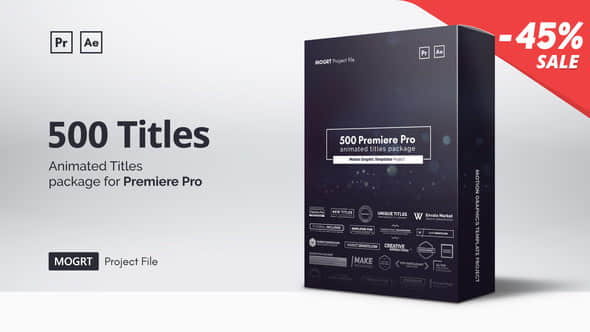AE模板+Premiere预设：400个文字标题字幕排版动画 Mogrt Titles - 300 Animated Titles