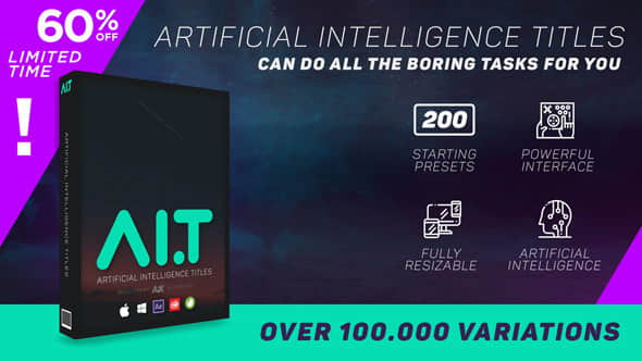 AE脚本：人工智能便捷式文字标题字幕条排版时尚设计动画Artificial Intelligence Titles+使用教程