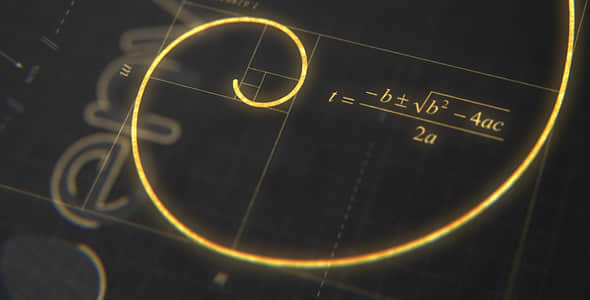 AE模板：金色数学几何公式LOGO片头展示 Golden Ratio Logo