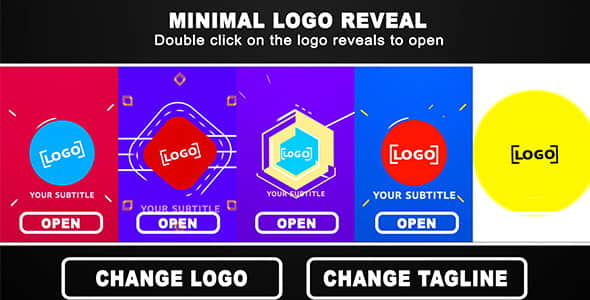 AE模板：5个迷你简洁图形动画LOGO片头 Minimal Logo Reveal
