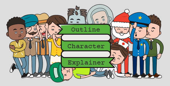 AE模板：卡通人物角色场景解说动画 Outline Character Explainer Toolkit