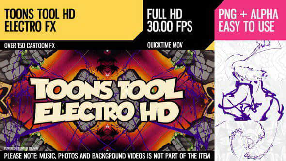 视频素材：150个卡通能量闪电MG特效动画 Toons Tool HD (Electro FX)