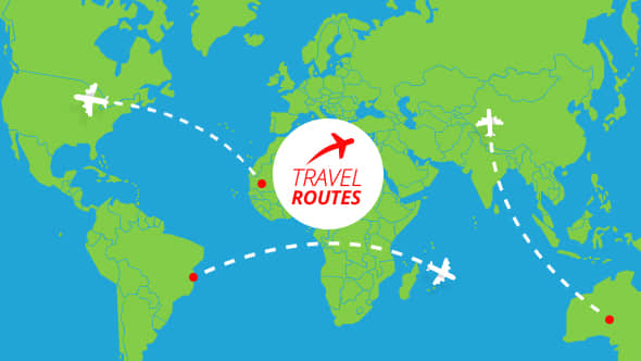 AE模板：环球旅游地图飞行线路制作器 Travel Routes Maker