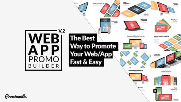 AE模板：手机平板APP程序应用宣传介绍工具包 Web App Promo Builder