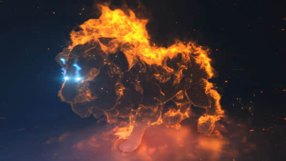 AE模板：火焰燃烧狮子LOGO标志展示片头 Lion Spirit Logo