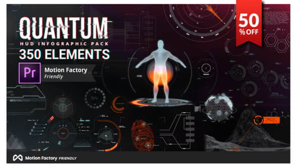 Pr预设：350种HUD高科技信息化动态UI元素包 Quantum HUD and HiTech Elements for Premiere Pro