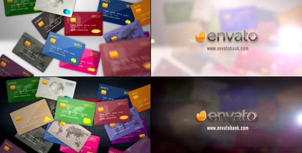 AE模板-银行信用卡堆积LOGO片头展示Credit Debit Prepaid Card Logo Reveal