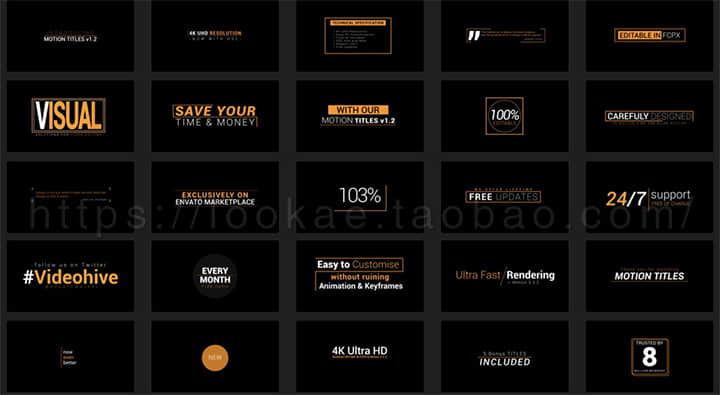 FCPX插件：25种文字标题动画 Motion Titles 4k V1.2
