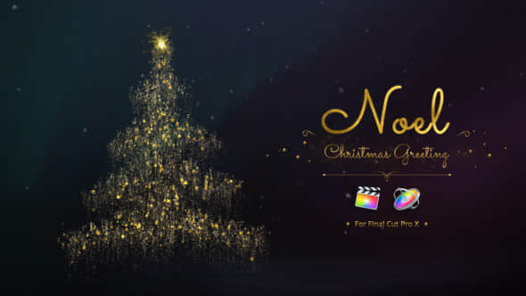 Apple Motion模板：金色粒子圣诞节动画片头 Christmas Greetings