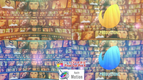 Apple Motion模板：电影胶片风格LOGO片头 Film Strip Cinematic Logo