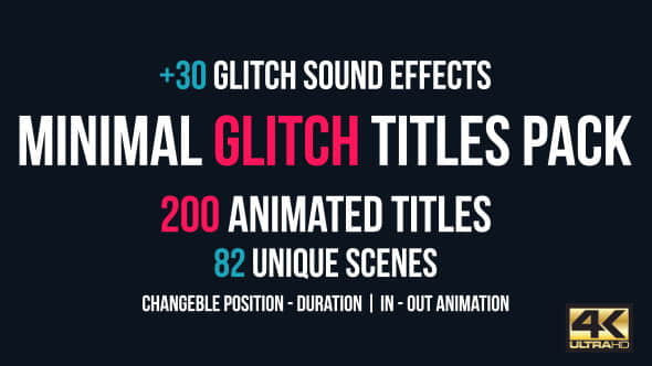 AE模板：200个信号干扰字幕标题动画 Minimal Glitch Titles Pack 