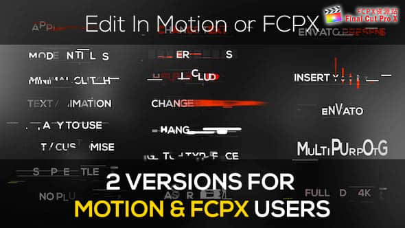 FCPX插件：20个信号干扰破损文字标题动画 Minimal Modern Glitch Titles