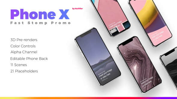 AE模板：三维iPhone X手机快闪APP介绍展示动画片头 App Promo Stomp - Phone X