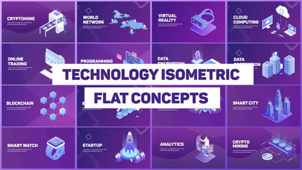 AE模板：科技感等距商品介绍片头动画Technology Isometric Concepts