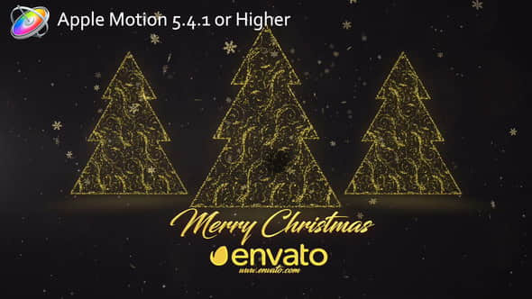 Apple Motion模板：圣诞节新年金色粒子片头 Christmas