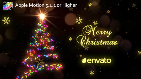 Apple Motion模板：粒子光束圣诞树节日片头 Christmas Lights