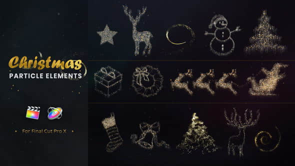 FCPX插件：36个金色粒子元素动画 + 160个下雪场景特效 Christmas Particle Elements