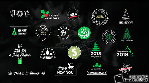 FCPX插件：14个新年圣诞节字幕标题动画 Christmas Titles