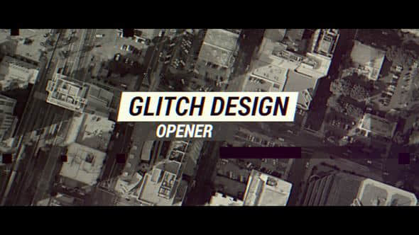 Apple Motion模板：信号干扰画面破损动态片头Glitch Design Opener