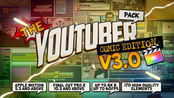 FCPX插件：170个卡通动漫LOGO标题转场字幕条包装动画包 Comic Edition V3.0 + 使用教程