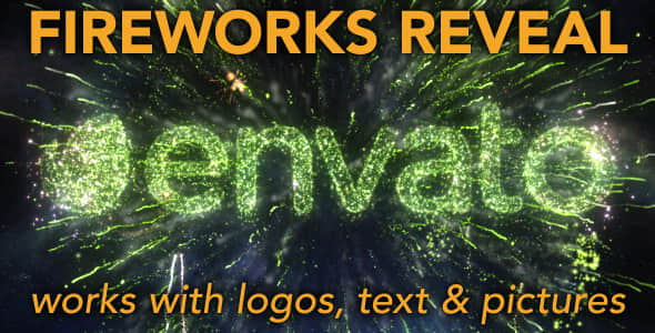 AE模板：喜庆烟花爆炸文字LOGO图片汇聚特效 Fireworks Reveal 