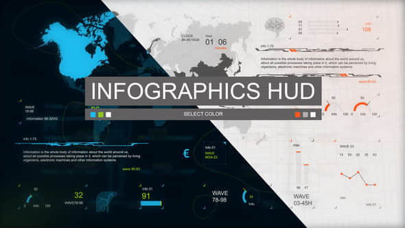 AE模板：高科技简洁HUD信息数据界面动画 Infographics HUD set 3