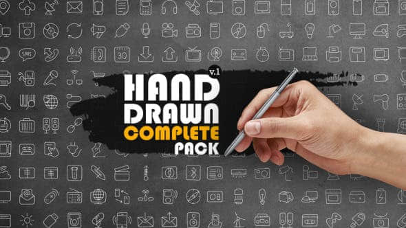AE模板-1300个手绘线条图标动画包Hand Drawn Complete Pack