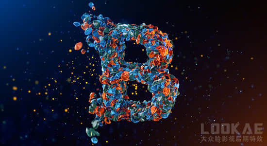 AE教程 - 使用E3D插件制作三维钻石粒子汇聚LOGO标志片头特效Element 3D Particle Replicator Logo