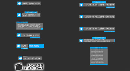 FCPX插件-12个简洁商务字幕条动画 Simple Lowerthirds
