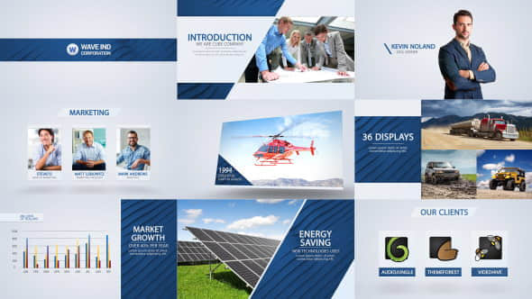 AE模板-公司企业信息数据团队业务介绍宣传栏目包装Wave - Corporate Video Package