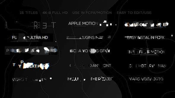 FCPX插件-15种信号故障干扰损坏文字标题动画 Glitch Minimal Titles