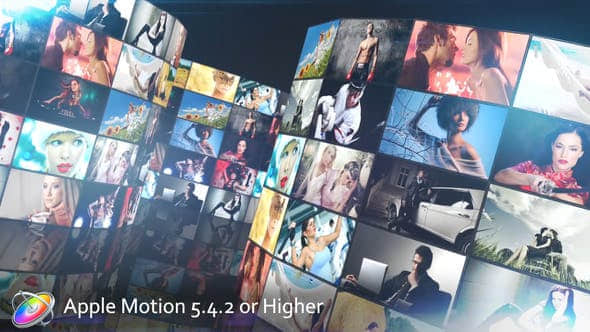 Apple Motion模板-多画面三维照片墙动画展示片头 MultiScreen Studio V3