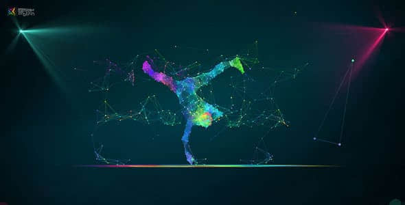 AE模板-点线科技感抽象舞者粒子动画LOGO片头 Plexus Dance Intro