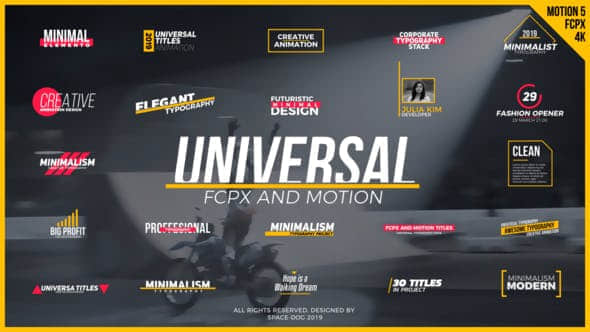 FCPX插件-30种现代时尚文字标题排版设计动画 Universal Titles