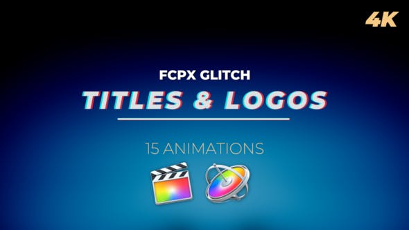 FCPX插件-15个复古信号干扰色彩分离损坏LOGO文字标题动画 Glitch Titles and Logos